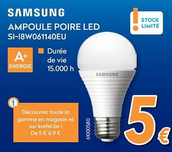 Promotions Samsung ampoule poire led si-i8w061140eu - Samsung - Valide de 05/12/2017 à 29/12/2017 chez Krefel