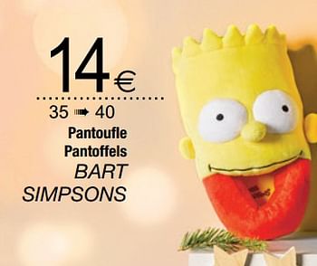 Promoties Pantoufle pantoffels bart simpsons - Huismerk - Cora - Geldig van 28/11/2017 tot 24/12/2017 bij Cora