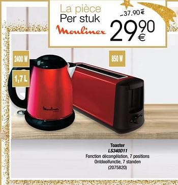 Promotions Moulinex toaster ls340d11 - Moulinex - Valide de 28/11/2017 à 24/12/2017 chez Cora