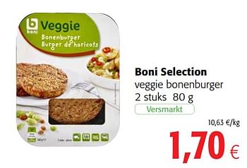 Promoties Boni selection veggie bonenburger - Boni - Geldig van 29/11/2017 tot 12/12/2017 bij Colruyt