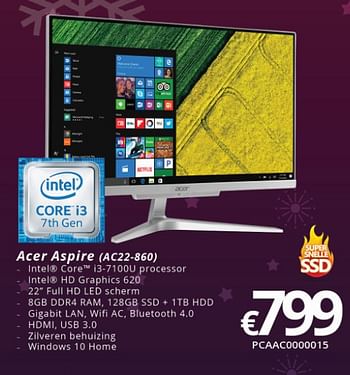 Promoties Acer aspire (ac22-860) pcaa0000015 - Acer - Geldig van 27/11/2017 tot 15/01/2018 bij Compudeals