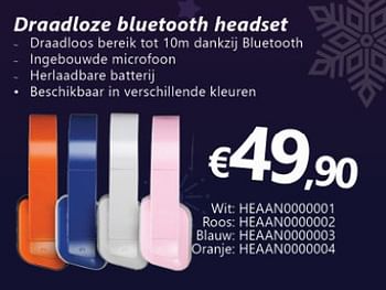 Promoties Antec draadloze bluetooth headset wit: heaan0000001 - Antec - Geldig van 27/11/2017 tot 15/01/2018 bij Compudeals