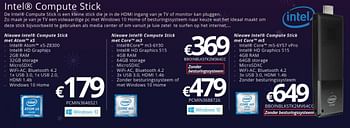Promoties Intel compute stick met atom x5 pcmin3646521 - Intel - Geldig van 27/11/2017 tot 15/01/2018 bij Compudeals