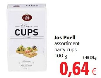Promotions Jos poell assortiment party cups - Jos Poell - Valide de 29/11/2017 à 12/12/2017 chez Colruyt