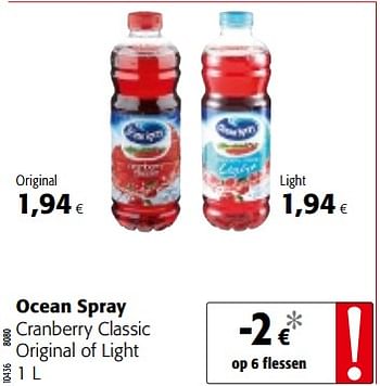 Promoties Ocean spray cranberry classic original of light - Ocean Spray - Geldig van 29/11/2017 tot 12/12/2017 bij Colruyt