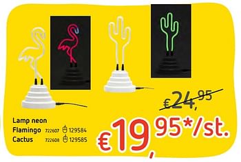 Promoties Lamp neon cactus - Huismerk - Dreamland - Geldig van 07/12/2017 tot 03/01/2018 bij Dreamland