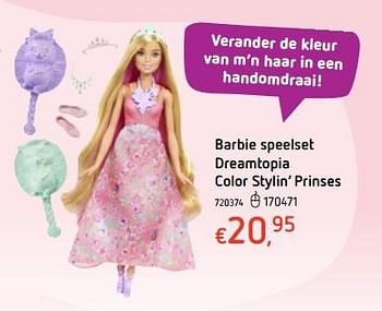 Promoties Barbie speelset dreamtopia color stylin prinses - Mattel - Geldig van 13/12/2017 tot 30/12/2017 bij Dreamland