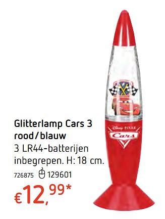Promoties Glitterlamp cars 3 rood-blauw - Cars - Geldig van 13/12/2017 tot 30/12/2017 bij Dreamland