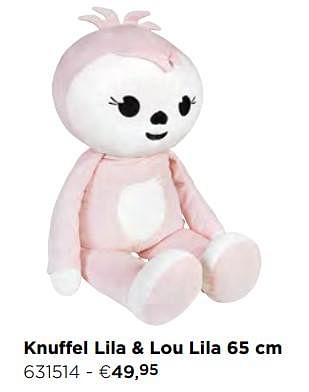Promoties Knuffel lila + lou lila 65 cm - Lila & Lou - Geldig van 13/12/2017 tot 30/12/2017 bij Dreamland