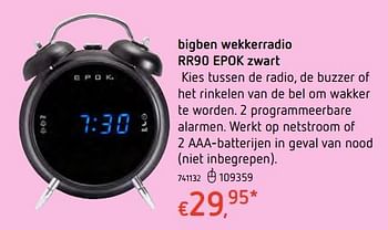 Promoties Bigben wekkerradio rr90 epok zwart - BIGben - Geldig van 13/12/2017 tot 30/12/2017 bij Dreamland