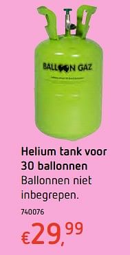 Promoties Helium tank voor 30 ballonnen - Huismerk - Dreamland - Geldig van 13/12/2017 tot 30/12/2017 bij Dreamland