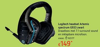 Promoties Logitech headset artemis spectrum g933 zwart - Logitech - Geldig van 13/12/2017 tot 30/12/2017 bij Dreamland