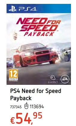 Promoties Ps4 need for speed payback - Electronic Arts - Geldig van 13/12/2017 tot 30/12/2017 bij Dreamland