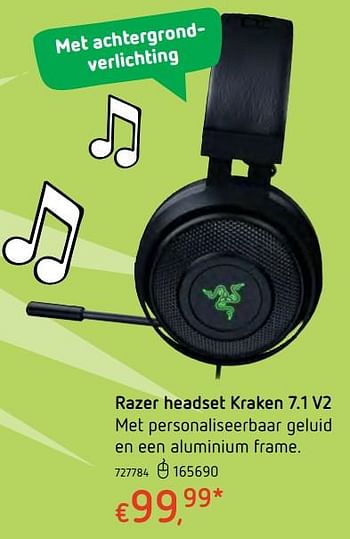 Promoties Razer headset kraken 7.1 v2 - Razer - Geldig van 13/12/2017 tot 30/12/2017 bij Dreamland