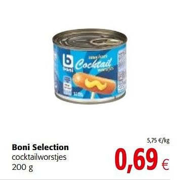 Promoties Boni selection cocktailworstjes - Boni - Geldig van 29/11/2017 tot 12/12/2017 bij Colruyt