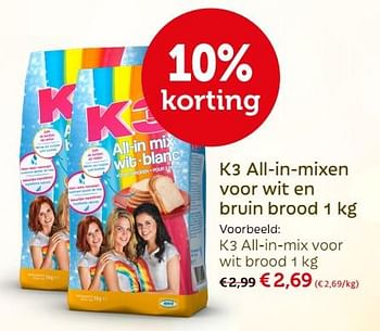 Promoties K3 all-in-mix voor wit brood - K3 - Geldig van 19/11/2017 tot 09/12/2017 bij Aveve