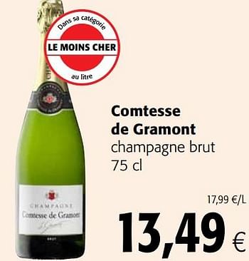 Promotions Comtesse de gramont champagne brut - Champagne - Valide de 29/11/2017 à 12/12/2017 chez Colruyt
