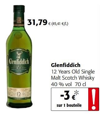 Promotions Glenfiddich 12 years old single malt scotch whisky - Glenfiddich - Valide de 29/11/2017 à 12/12/2017 chez Colruyt