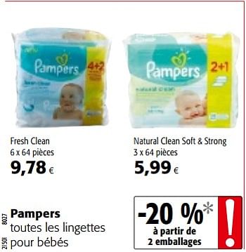 Promotions Pampers toutes les lingettes pour bébés - Pampers - Valide de 29/11/2017 à 12/12/2017 chez Colruyt