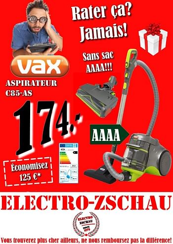 Promotions Vax aspirateur c85-as - Vax - Valide de 30/11/2017 à 30/12/2017 chez Electro Zschau