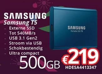 Promoties Samsung t5 - Samsung - Geldig van 27/11/2017 tot 15/01/2018 bij Compudeals
