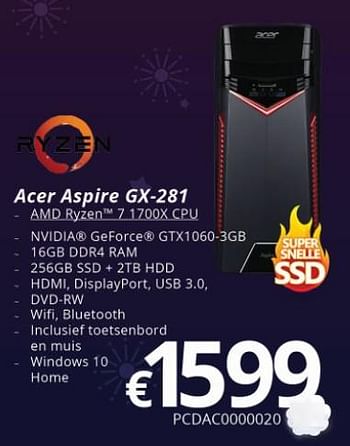 Promoties Acer aspire gx-281 - Acer - Geldig van 27/11/2017 tot 15/01/2018 bij Compudeals