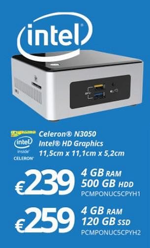 Promoties Celeron n3050 intel hd graphics - Intel - Geldig van 27/11/2017 tot 15/01/2018 bij Compudeals