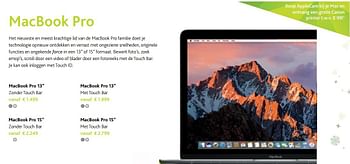 Promoties Apple macbook pro zonder touch bar - Apple - Geldig van 30/11/2017 tot 06/01/2018 bij Switch