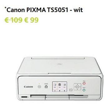 Promoties Canon pixma ts5051 wit - Canon - Geldig van 30/11/2017 tot 06/01/2018 bij Switch