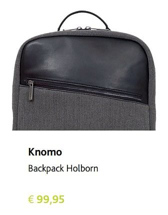Promoties Knomo backpack holborn - Knomo - Geldig van 30/11/2017 tot 06/01/2018 bij Switch