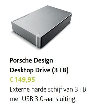 Promoties Lacie porsche design desktop drive (3 tb) - Lacie - Geldig van 30/11/2017 tot 06/01/2018 bij Switch