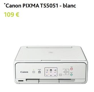 Promotions Canon pixma ts5051 - blanc - Canon - Valide de 30/11/2017 à 06/01/2018 chez Switch