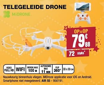 Promoties Midrone telegeleide drone air 55 - Midrone - Geldig van 30/11/2017 tot 17/12/2017 bij Electro Depot