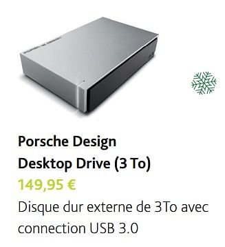 Promotions Lacie porsche design desktop drive (3 to) - Lacie - Valide de 30/11/2017 à 06/01/2018 chez Switch