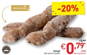 Promoties Stengel met noten en rozijnen - Huismerk - Intermarche - Geldig van 28/11/2017 tot 31/12/2017 bij Intermarche