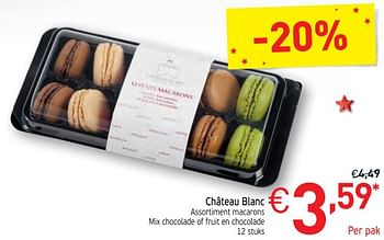 Promoties Château blanc assortiment macarons mix chocolade of fruit en chocolade - Huismerk - Intermarche - Geldig van 28/11/2017 tot 31/12/2017 bij Intermarche