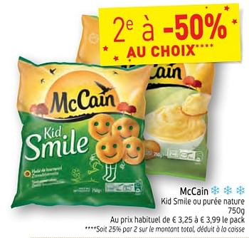 Promotions Mccain kid smile ou purée nature - Mc Cain - Valide de 28/11/2017 à 31/12/2017 chez Intermarche
