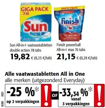 Promoties Alle vaatwastabletten all in one alle merken - Huismerk - Colruyt - Geldig van 29/11/2017 tot 12/12/2017 bij Colruyt