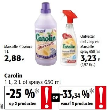 Promoties Carolin of sprays - Carolin - Geldig van 29/11/2017 tot 12/12/2017 bij Colruyt