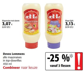 Promotions Devos lemmens alle mayonaises in top-downfles - Devos Lemmens - Valide de 29/11/2017 à 12/12/2017 chez Colruyt