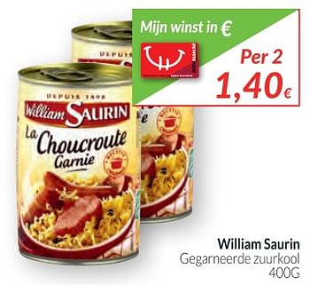 Promotions William saurin gegarneerde zuurkool - William Saurin - Valide de 01/12/2017 à 31/12/2017 chez Intermarche