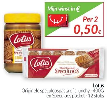 Promoties Lotus originele speculoospasta of crunchy - Lotus Bakeries - Geldig van 01/12/2017 tot 31/12/2017 bij Intermarche