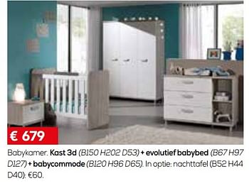 Promoties Babykamer kast 3d + evolutief babybed + babycommode - Huismerk - Meubelen Crack - Geldig van 01/11/2017 tot 31/12/2017 bij Meubelen Crack