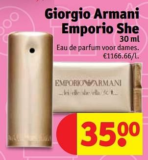 Promoties Giorgio armani emporio she eau de parfum voor dames - Giorgio Armani - Geldig van 05/12/2017 tot 10/12/2017 bij Kruidvat