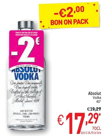 Promotions Absolut vodka - Absolut - Valide de 28/11/2017 à 31/12/2017 chez Intermarche