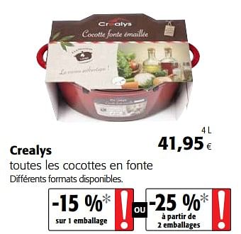 Promotions Crealys toutes les cocottes en fonte - Produit maison - Colruyt - Valide de 29/11/2017 à 12/12/2017 chez Colruyt
