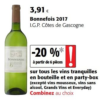 Promotions Bonnefois 2017 i.g.p. côtes de gascogne - Vins blancs - Valide de 29/11/2017 à 12/12/2017 chez Colruyt