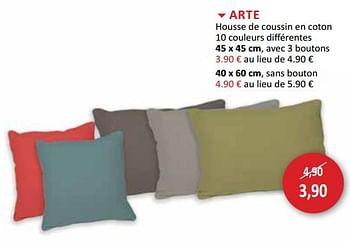 Promotions Arte housse de coussin en coton - Produit maison - Weba - Valide de 29/11/2017 à 28/12/2017 chez Weba