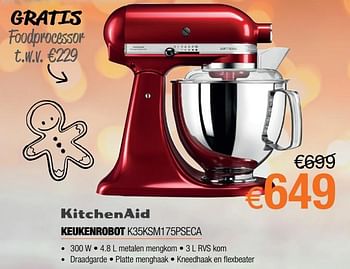 Promoties Kitchenaid keukenrobot k35ksm175pseca - Kitchenaid - Geldig van 01/12/2017 tot 31/12/2017 bij Expert