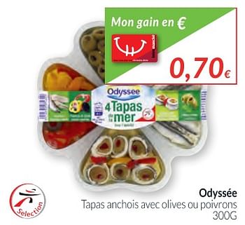 Promotions Odyssée tapas anchois avec olives ou poivrons - Odyssee - Valide de 01/12/2017 à 31/12/2017 chez Intermarche